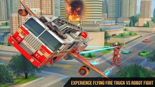 Caminhão de Bombeiro Voador, Real Flying Fire Truck Robot: Jogo Android screenshot 5
