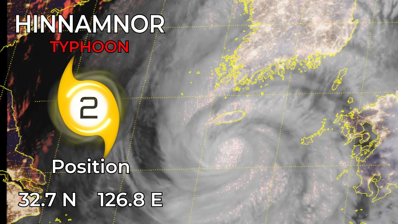 Typhoon Hinnamnor near landfall in South Korea - YouTube