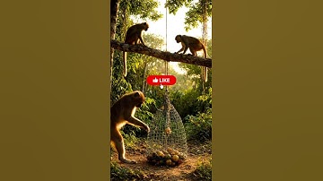🐒 Monkey vs. Trap: Think Fast! #funnyvideo #animals #shorts