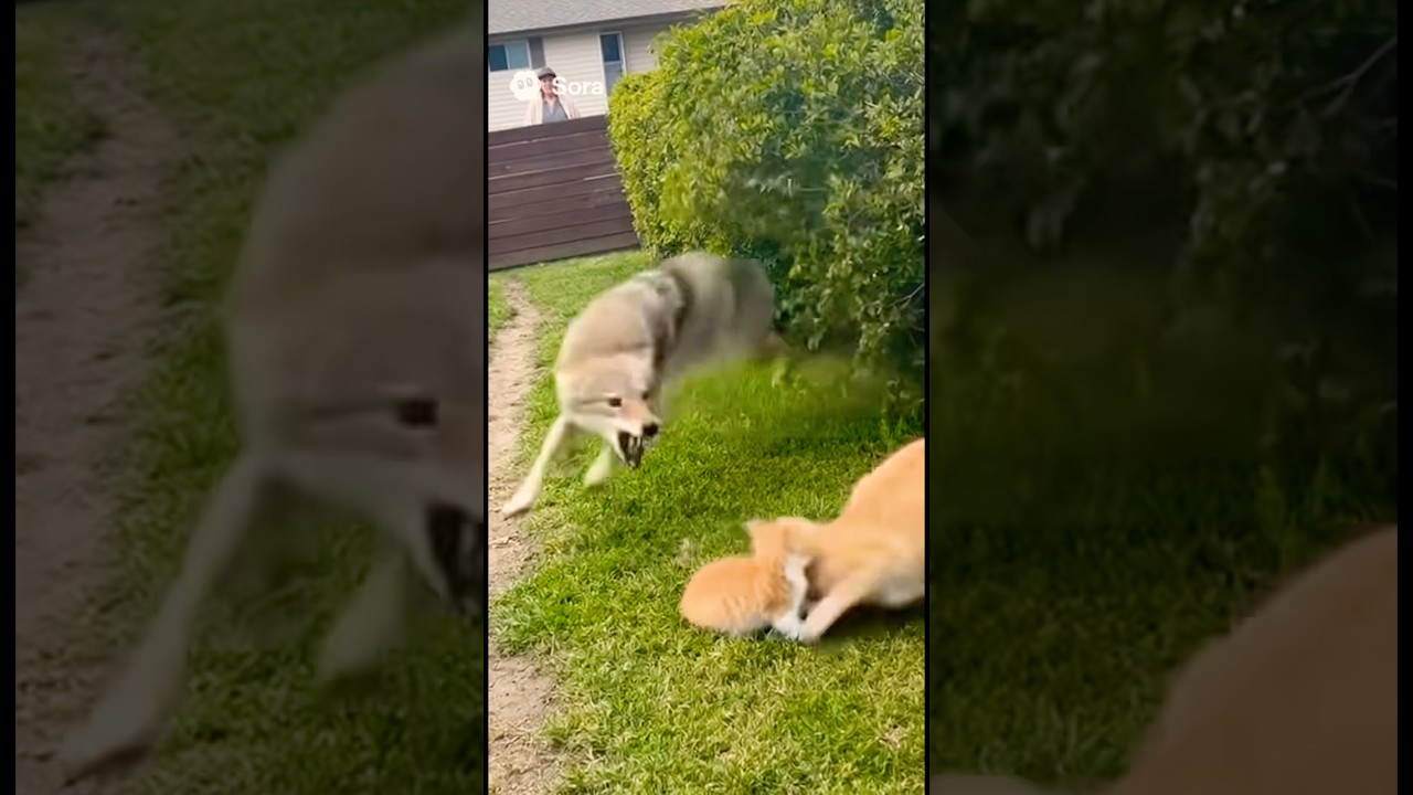 COYOTE suddenly broke into a house, the brave CAT pulled a “SHOCKING” move! 😱😻