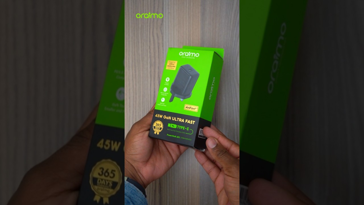 Oraimo PowerGaN 451 45W Gan Ultra Fast Wall Charger - Black