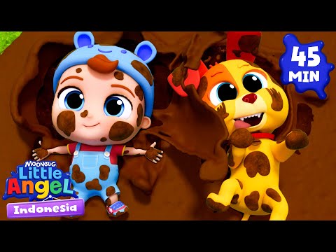 Seru Bermain Lumpur! 🐶 Little Angel | Kumpulan Lagu Anak | Bahasa Indonesia