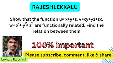 B.tech||JACOBIAN | Functional Dependent and  Relationship | Rajeshlekkalu