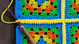 How to Connect Granny Squares with Slip Stitch Braids Method by naztazia 261,553 views 2 months ago 2 minutes, 41 seconds
