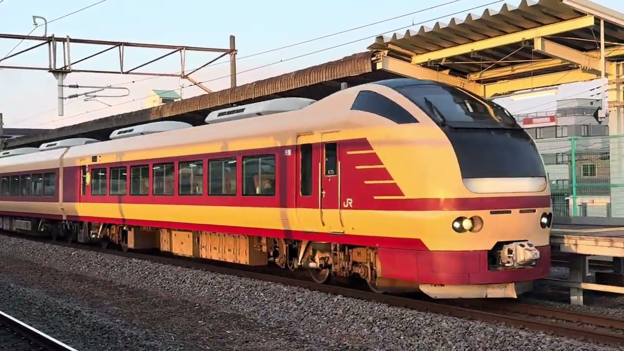 E653系1000番台K70編成が牛久駅を通過するシーン