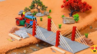 Amazing Mini Bridge Construction with Tractor•°Mini Construction Project: Building a River Bridge
