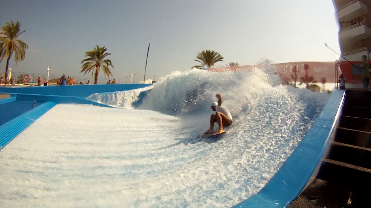 Greg on the FlowRider Barrel at Wave House Mallorca Spain Sol WFC - YouTube