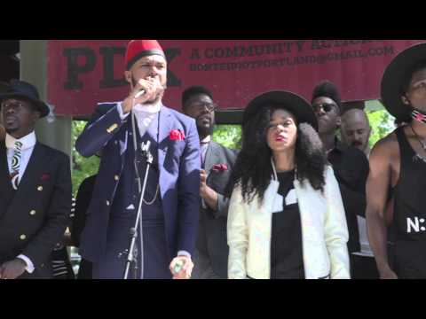 Janelle Monae and Jidenna sing Portland version of "Hell You Talmbout"