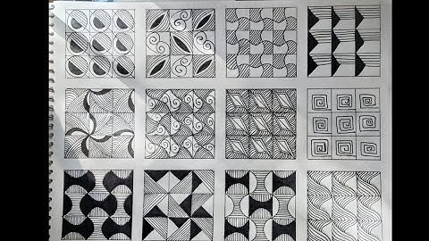 50 Easy & Mesmerizing Zentangle Patterns | Relaxing Drawing Video part 2