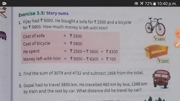 Class-3rd Chapter-3 subtraction of 4 digit numbers exercise-3.5