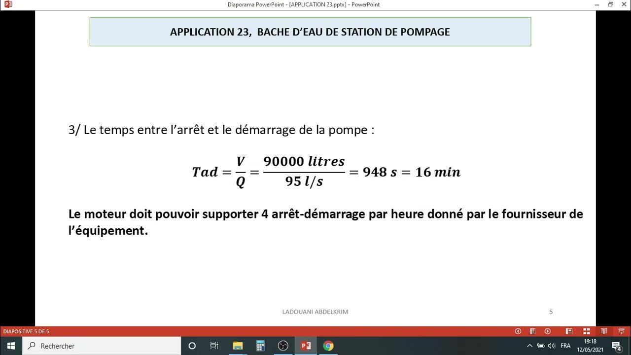 coup de bélier à l'arrêt d'une pompe immergée