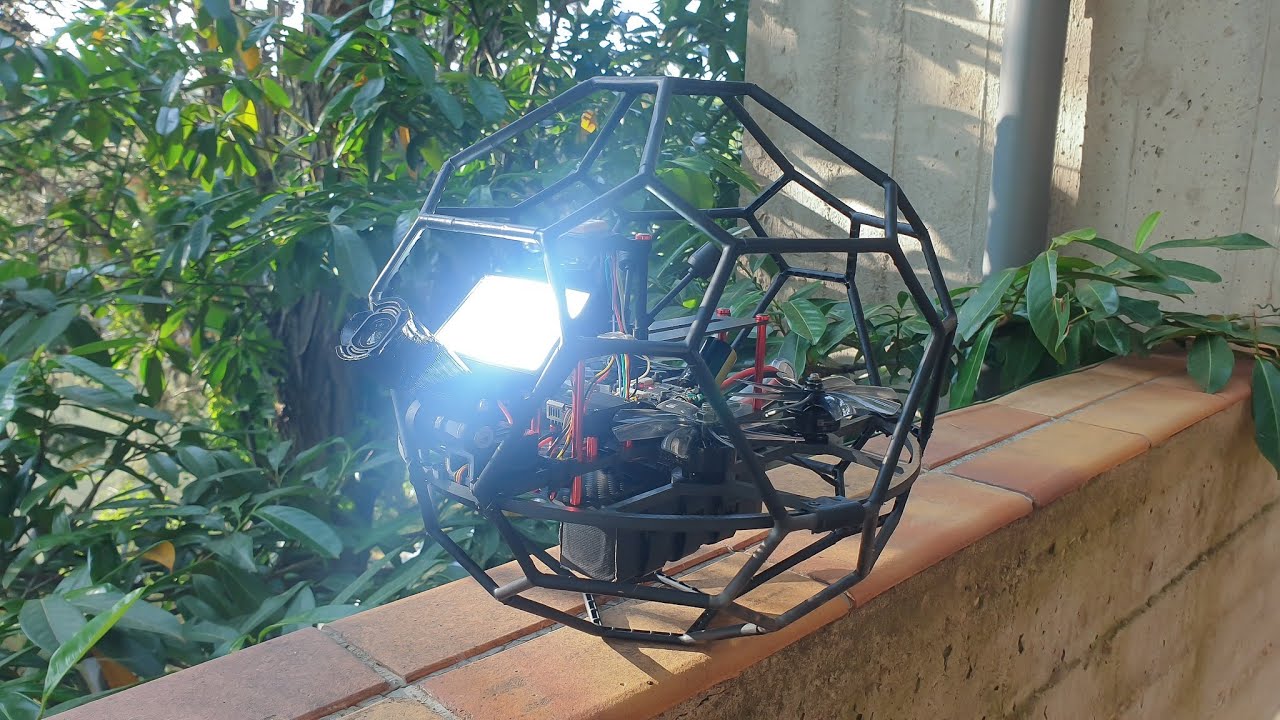 Deep inspection flight of wine tanks by the small inspection cage drone Xpert Inspection Mini.