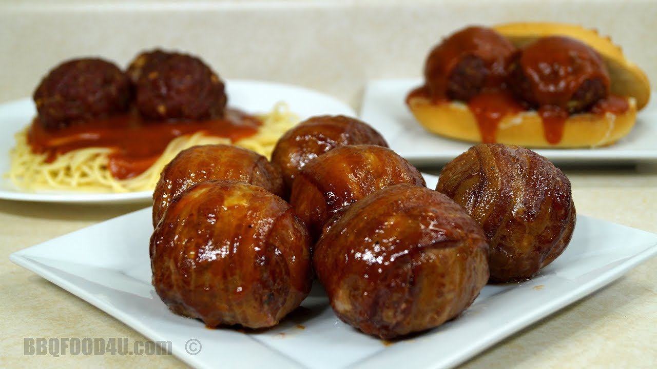 Meatball Recipe Easy Cheesy Bacon Wrapped BBQ Meatballs With Cheese BBQFOOD4U YouTube