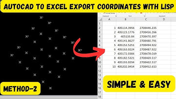 AutoCAD To Excel Export Coordinates Method - 2 | Export XYZ To Excel With Lisp