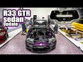 BAGGED R33 4 Door GTR Update! CARBON FIBER TRUNK + Engine Bay Paint!