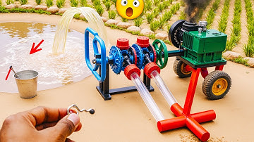 DIY Mini Tractor Dengerous stuck in mud with full trolley bamboo science project