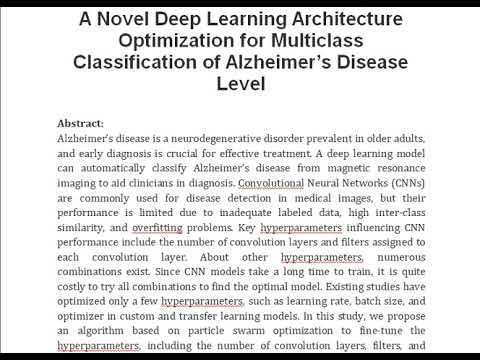 A Novel Deep Learning Architecture Optimization for Multiclass Classification of Alzheimer’s Disease