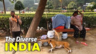 New Delhi Rush Hour: India's Most Diverse \u0026 Busy Streets 🇮🇳 | No Commentary 4K Walk