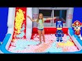 Paw Patrol in the Inflatable Assistant Bounce House Mr Bubble Foam Surprise with PJ Masks