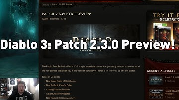 Patch 2.3.0 Preview For Diablo 3 Reaper of Souls!