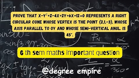 finding equation of a right circular cone 6th sem maths important question #degree #degree_exams