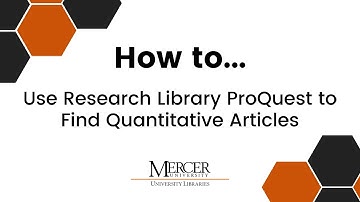How to Use Research Library ProQuest to Find Quantitative Articles