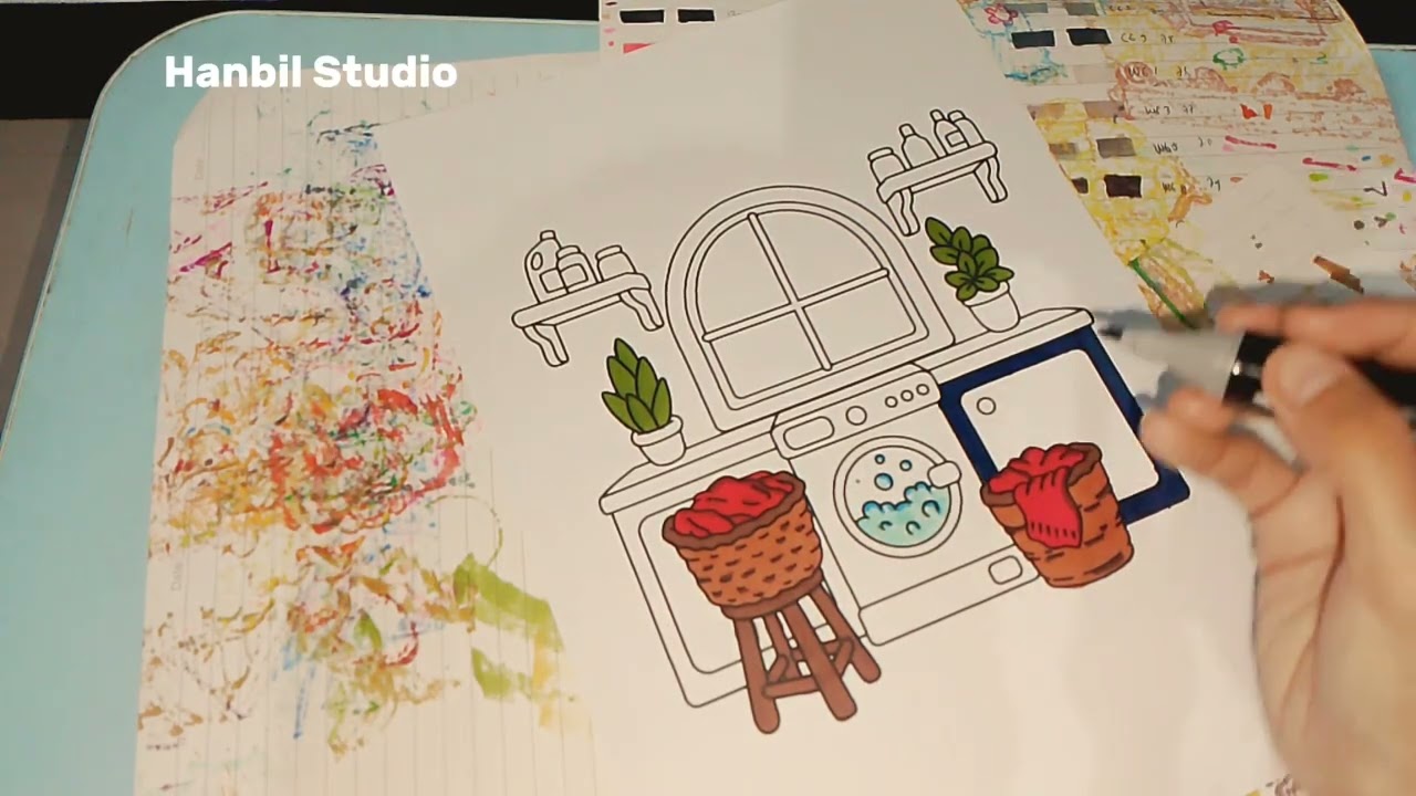 ASMR Coloring laundry room with my favorite color palette 🎨 