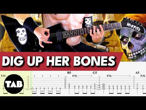 DIG UP HER BONES Misfits Halloween Special Guitar TAB + Karaoke  | Lesson | Tutorial | Cover |