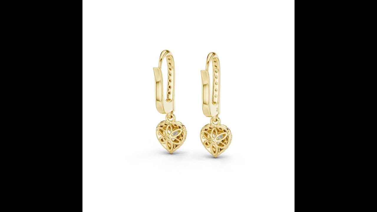 Heart Cut Lab Diamond Halo Drop Earrings