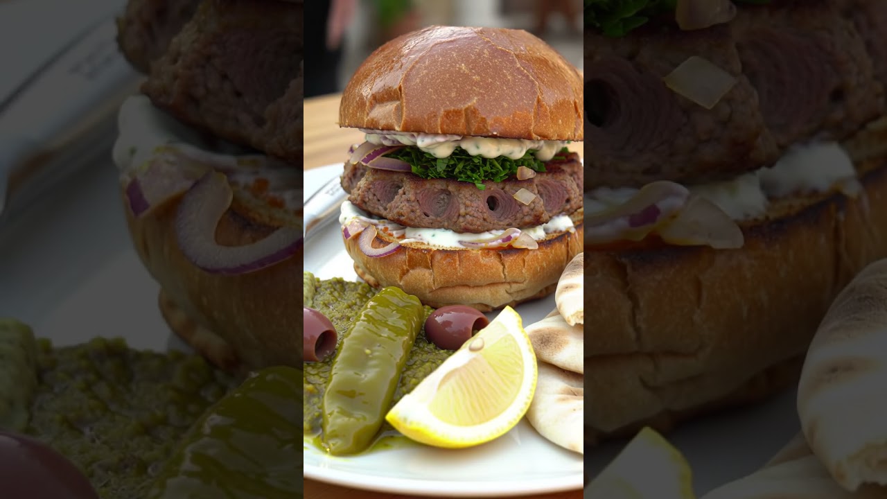 🕌 Turkish Kebab Burger ASMR | Lamb Kofte, Yogurt Sauce & Fresh Herbs | Smart Foods 🔪