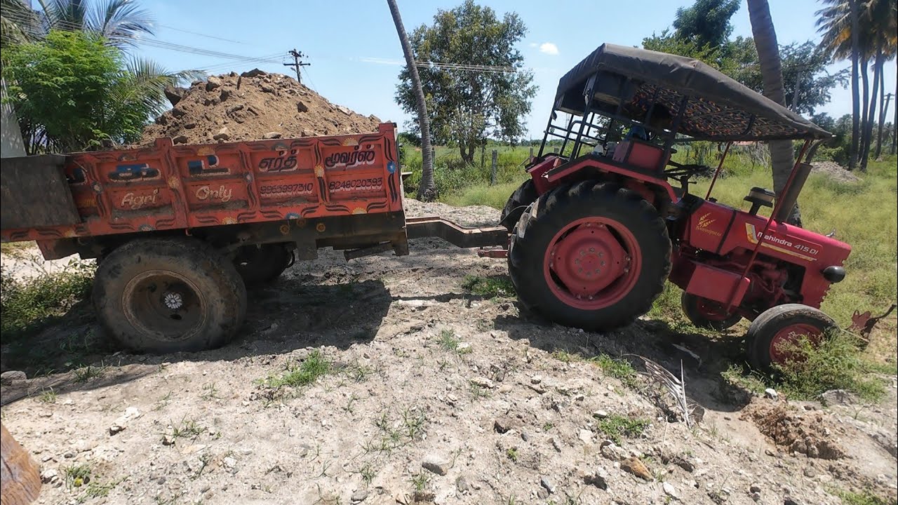 JCB 3dx backhoe loading with Mahindra 415 di   tractor trolley on soil @Mohantractorslife