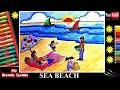 How to draw a sea beach scenery i step by step i easy drawing tutorial tropical beach for beginners