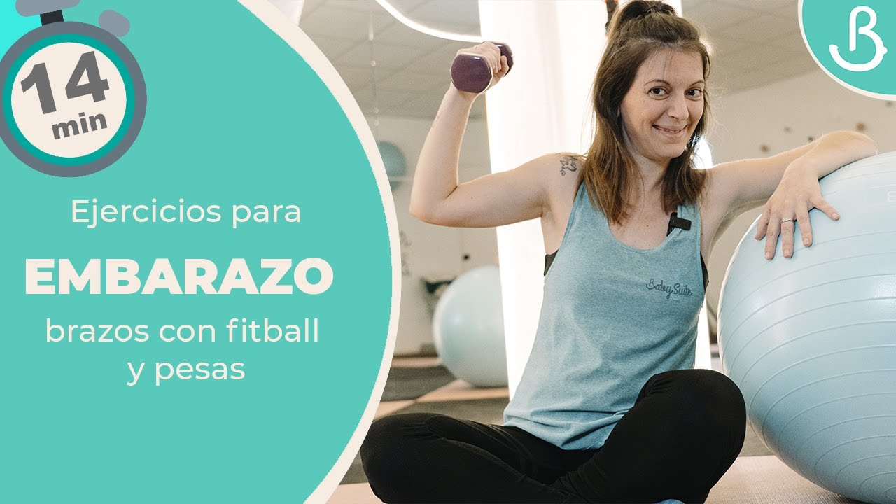 🤰🏻💪🏻 EJERCICIOS de BRAZO para EMBARAZO con FITBALL Y PESAS