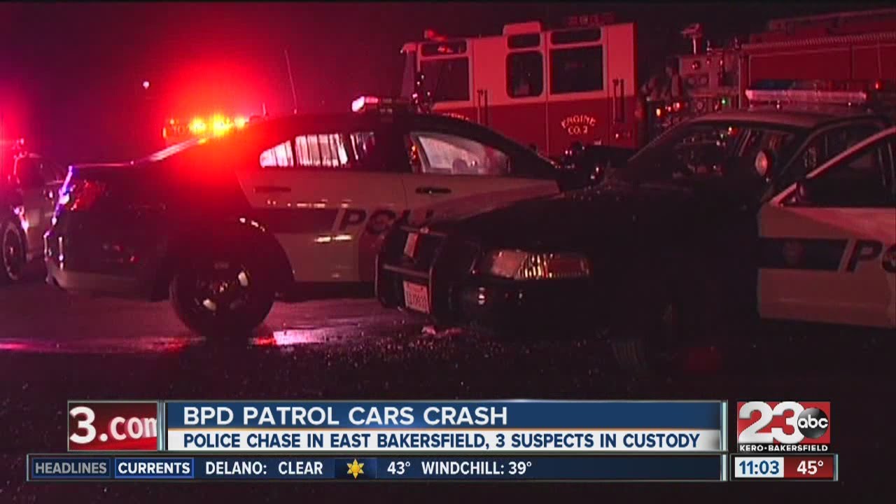 BPD patrol cars crash during chase in East Bakersfield YouTube