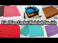 Easy Crochet Washcloth Tutorial | 6 in 1 Easy Crochet Dishcloth Tutorial | Bag O Day Crochet