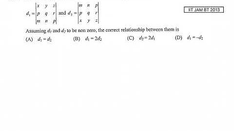 Matrix & Determinants | Problem 4 | IIT JAM BT 2013 solved | Qs. no. 84