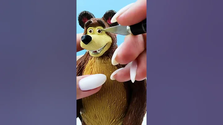 Bear exe Masha and Bear made from polymer clay, sc...