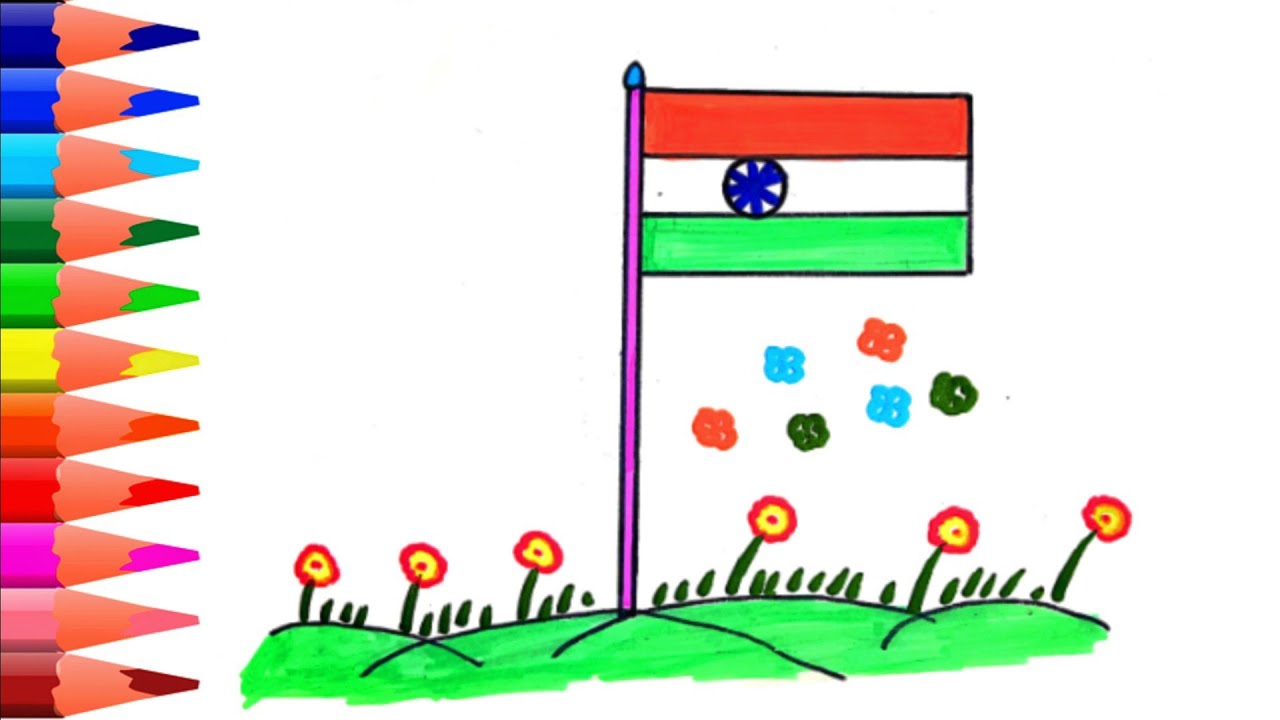 How to draw national flag | easy step by step indian flag drawing for ...