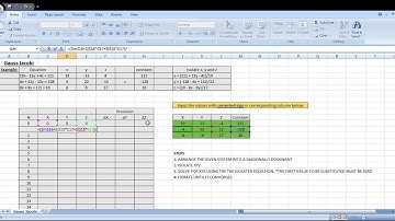 GAUSS JACOBI method using Microsoft Excel