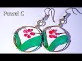 Flower and grass. DIY nail polish earrings