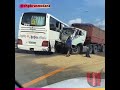 Междугородный пассажирский автобус столкнулся с фурой-зерновозом в Темрюкском районе
