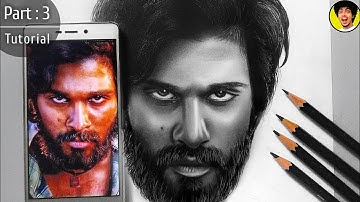 Allu Arjun Drawing - Part 3 || Pushpa Drawing Allu Arjun || How to shade smooth skin