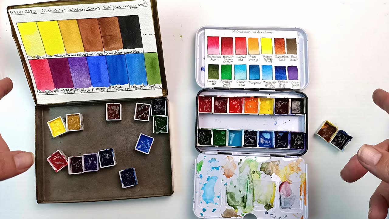 Setup & SWATCH my M Graham Watercolor Palette ~ 💖🎨~ NEW PALETTE for my M  GRAHAM WATERCOLORS 