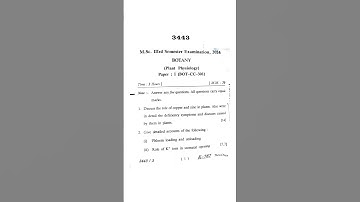M.Sc BOTANY 3Sem Plant physiology 2024 #exam #lucknowuniversity #lucknow #questionpaper #botany