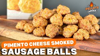 Easy Smoked Sausage Balls Recipe with Pimento Cheese - Easy 5 Ingredient Pellet Grill Appetizers
