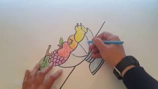 كيفية رسم صحن فاكهة 🍐🍊🍏🍇🍒 how to draw a bowl of fruits