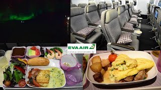 EVA Air 777 Premium Economy + Aurora Borealis Chicago O'Hare to Taipei