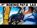 Piloting BOEING 747-8 out of LAX | Cockpit Views