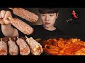 바삭한! 명량핫도그에 엽기떡볶이 중국당면 치즈 추가 꿀조합 리얼사운드 먹방 ASMR TTEOKBOKKI &amp; CORNDOG KOREA MUKBANG EATING SHOW ホットドッグ