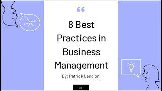 8 Best Practices in Business Management by Patrick Lencioni